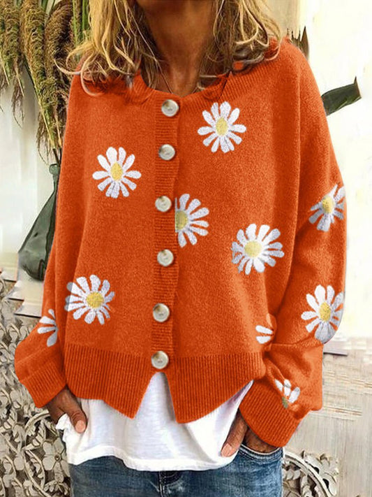 Women's Cardigans Daisy Button Long Sleeve Sweater Cardigan - LuckyFash™