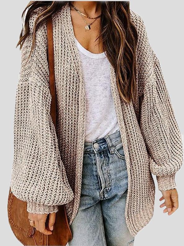 Women's Cardigans Loose Solid Long  Sleeve Sweater Cardigan - LuckyFash™