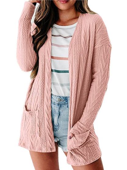 Cardigans Solid Loose Knitted Long Sleeve Sweater Cardigan - LuckyFash™