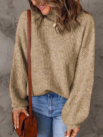 Women's Sweaters Casual Solid Turtleneck Long Sleeve Sweater - LuckyFash™