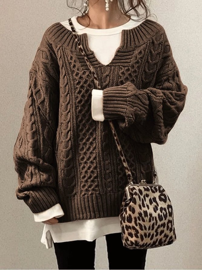 Women's Sweaters Hemp Pattern Casual Knitted Sweater - LuckyFash™