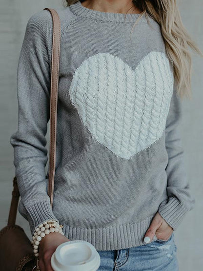 Women's Sweaters Love Round Neck Long Sleeve Sweater - Cardigans & Sweaters - Instastyled | Online Fashion Free Shipping Clothing, Dresses, Tops, Shoes - 15/12/2021 - 30-40 - Cardigans & Sweaters