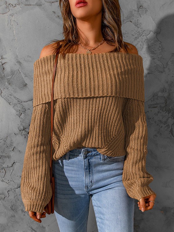 Women's Sweaters Solid One Shoulder Long Sleeve Sweater - Sweaters - Instastyled | Online Fashion Free Shipping Clothing, Dresses, Tops, Shoes - 15/08/2022 - 30-40 - cardigans-sweaters