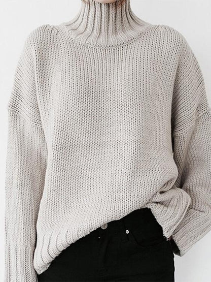 Sweaters Turtleneck Solid Pullover Long Sleeve Sweater - LuckyFash™